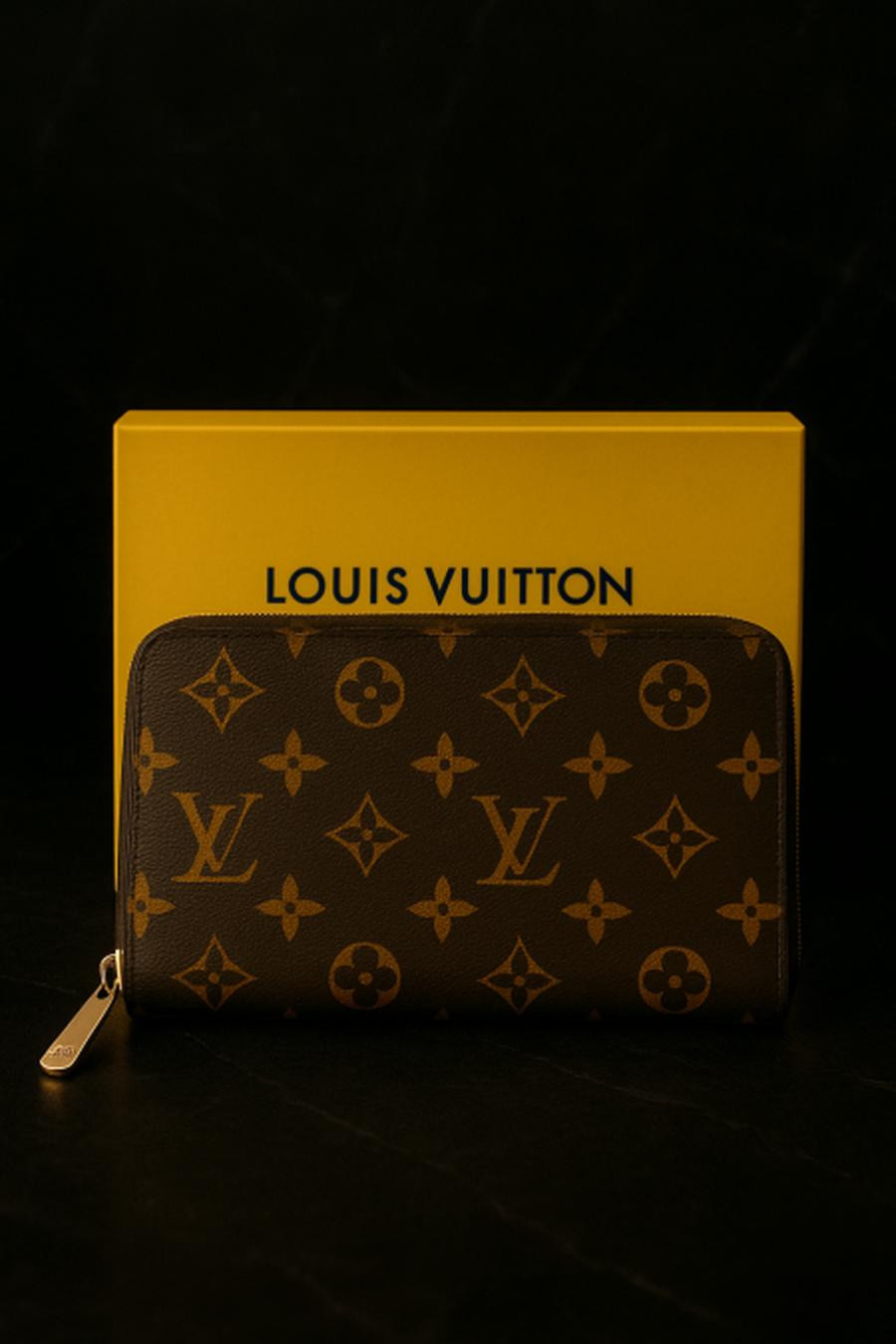 brown lv logo leather