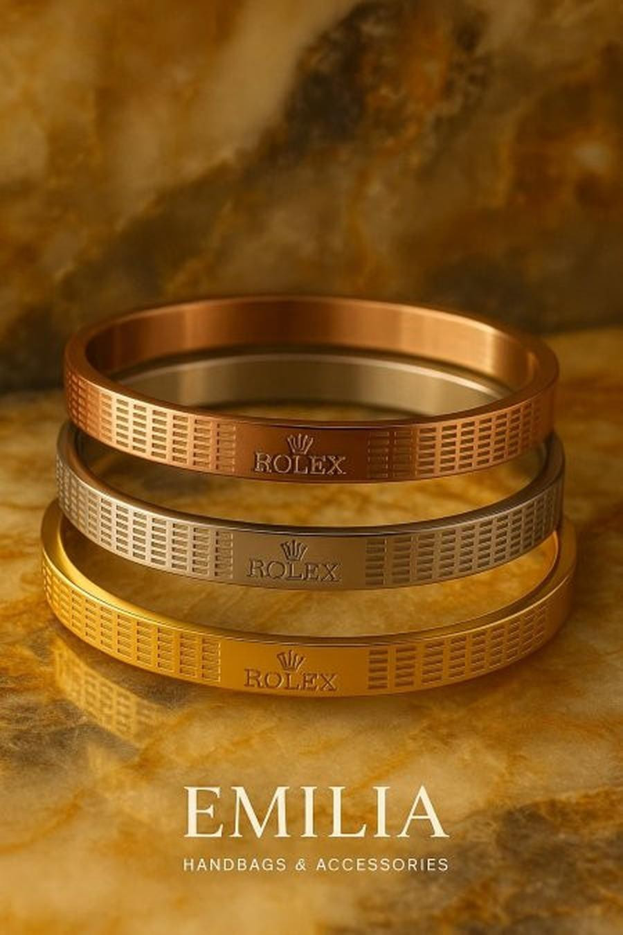 Italian Rolex bracelet set consisting of three pieces