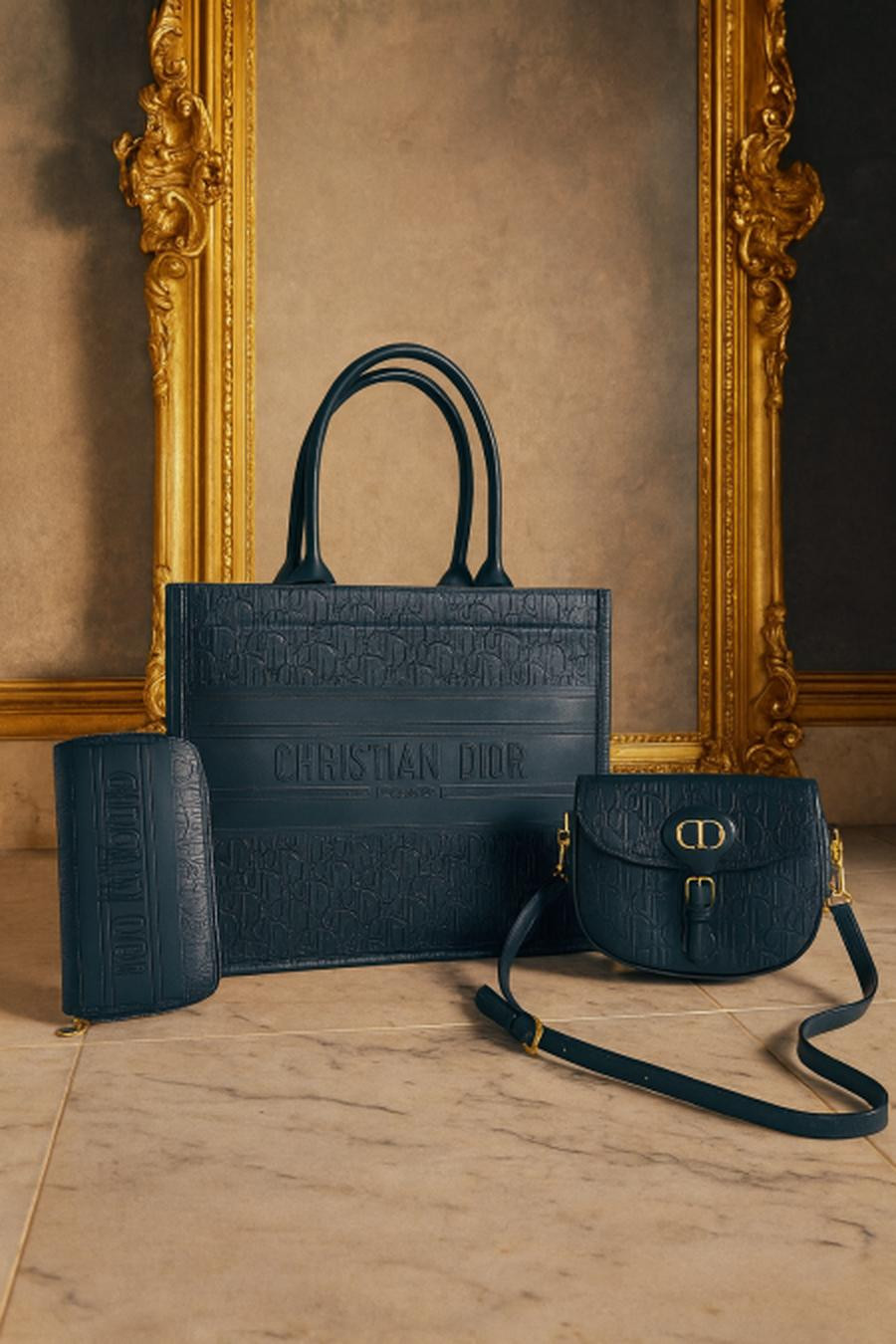 Dior three-piece savings package: a large bag, a crossbody bag, and a wallet