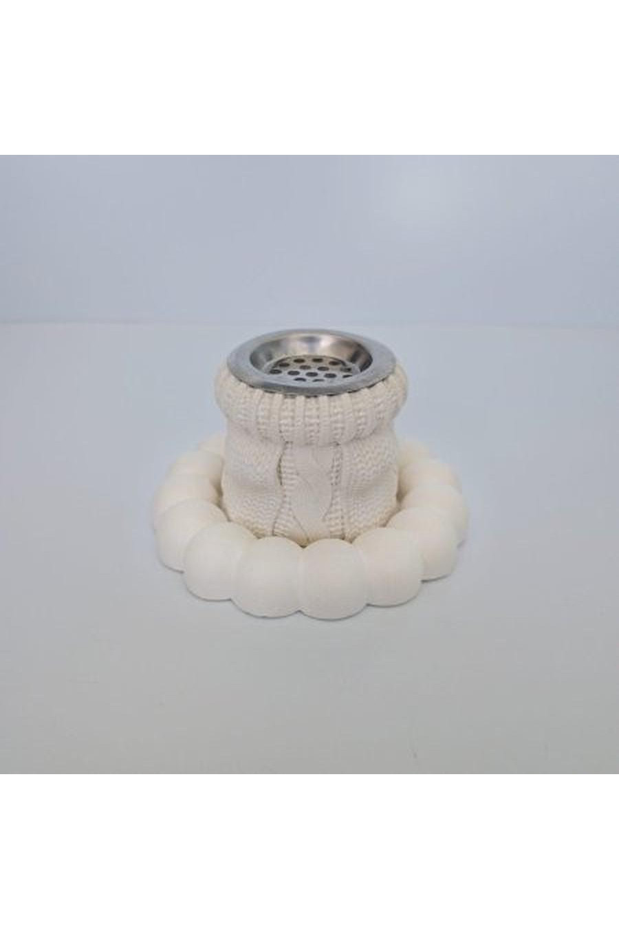 White engraved incense burner