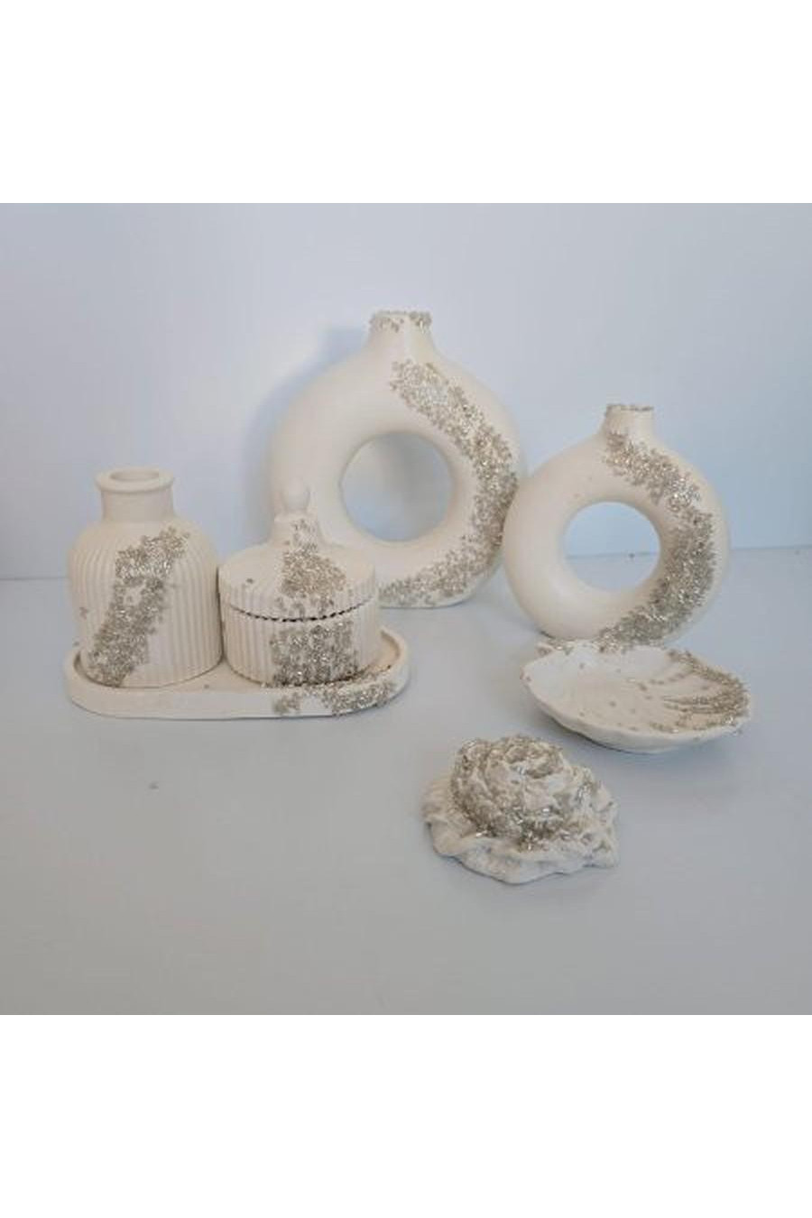 White with silver studs