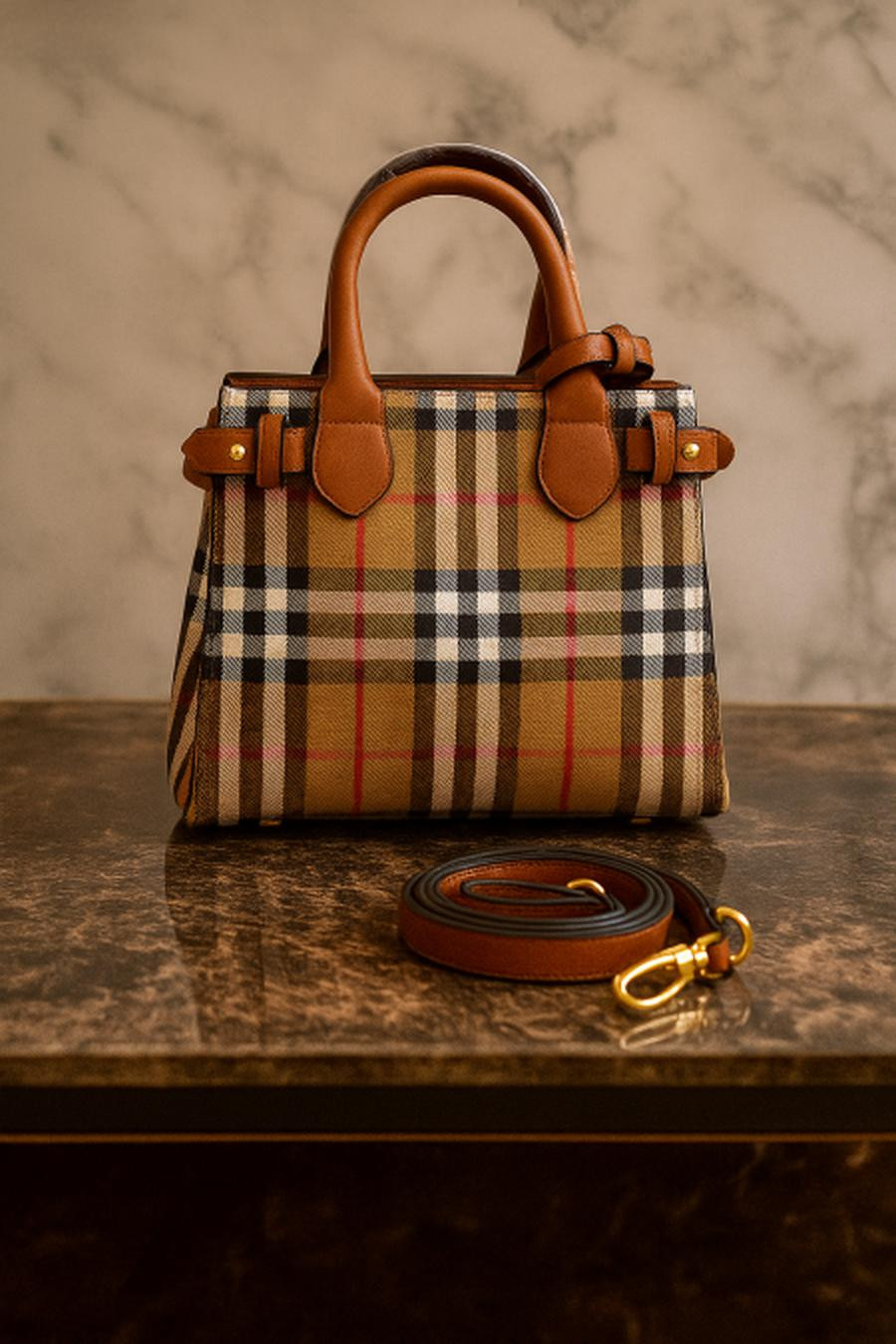 Burberry bag, small size, base 24 cm