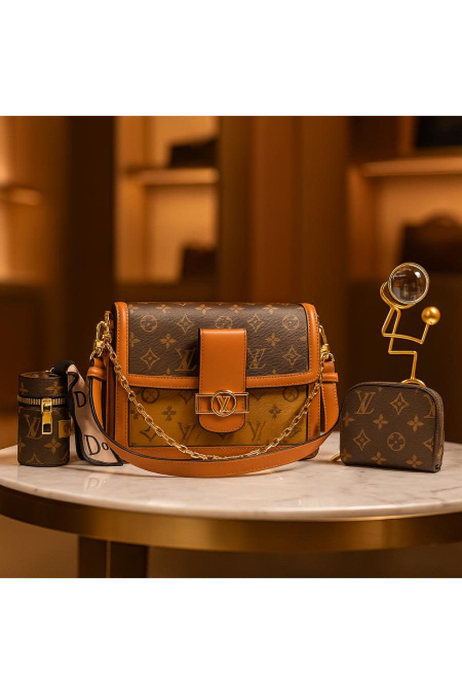 Lv package consisting of three pieces, the size of a mini bag