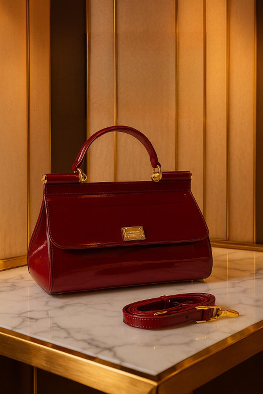 D&G bag in burgundy with glitter