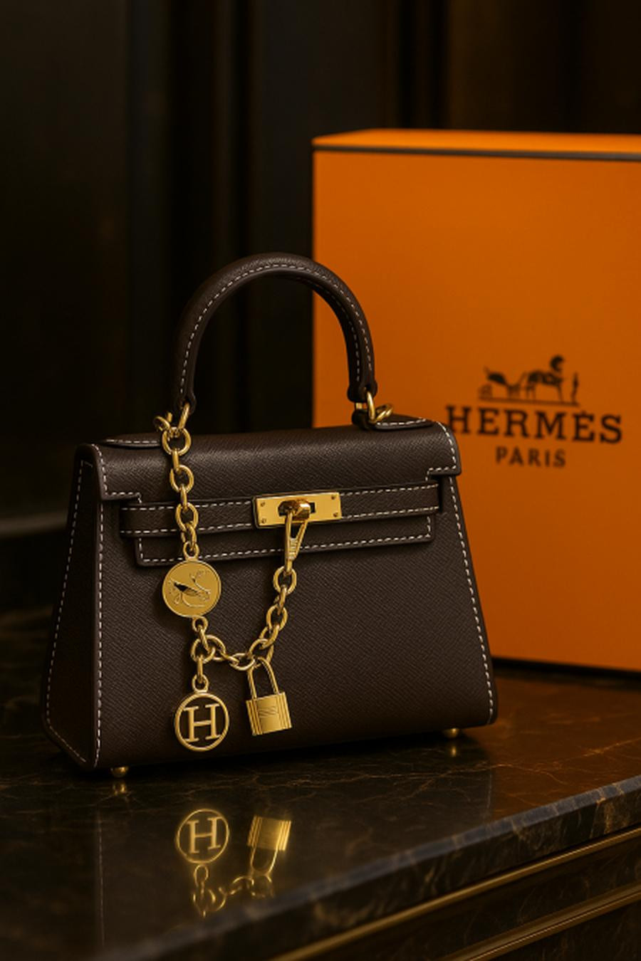 Mini Hermes bag with box included