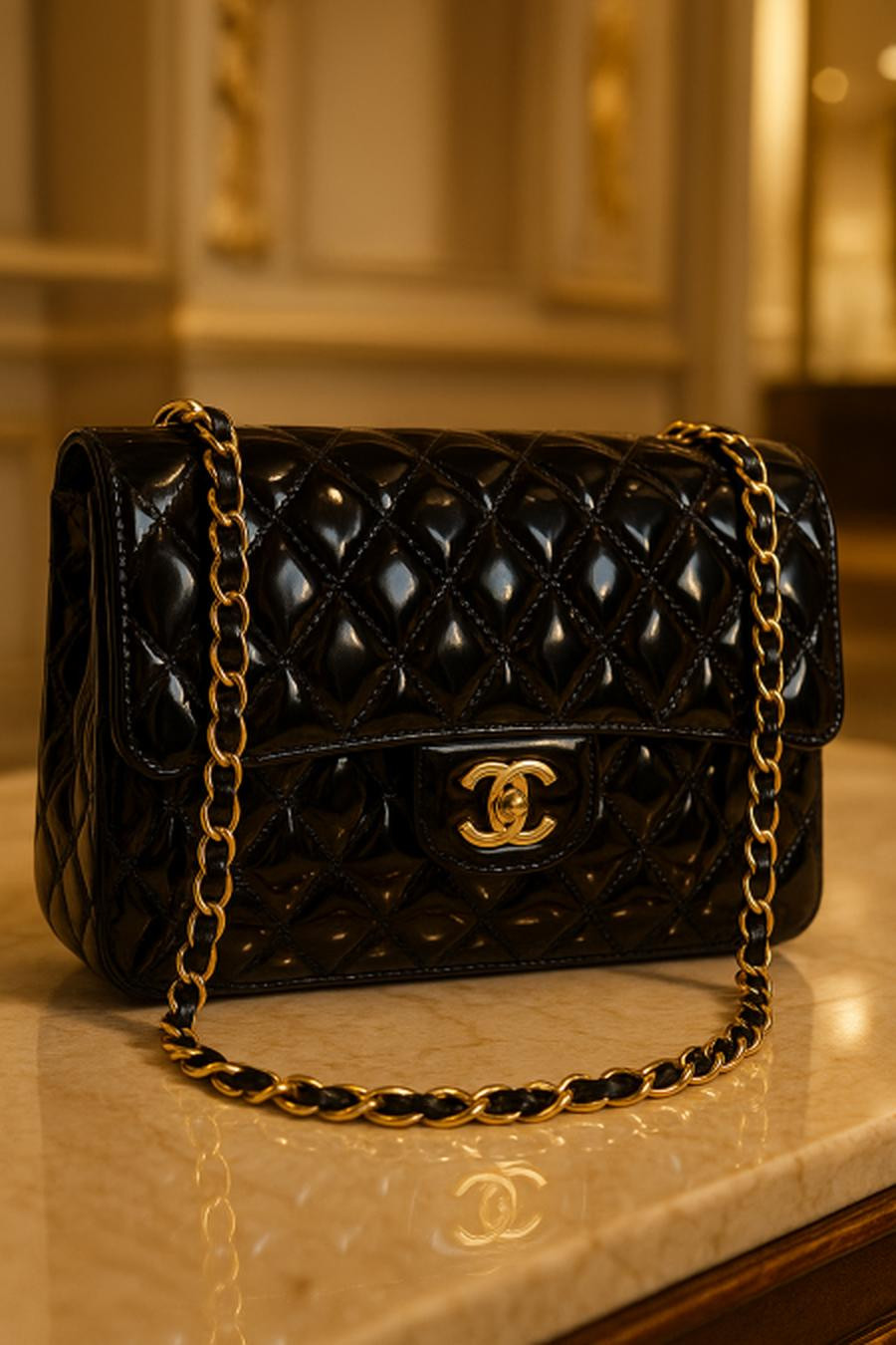 Chanel Classic Black Shiny Bag