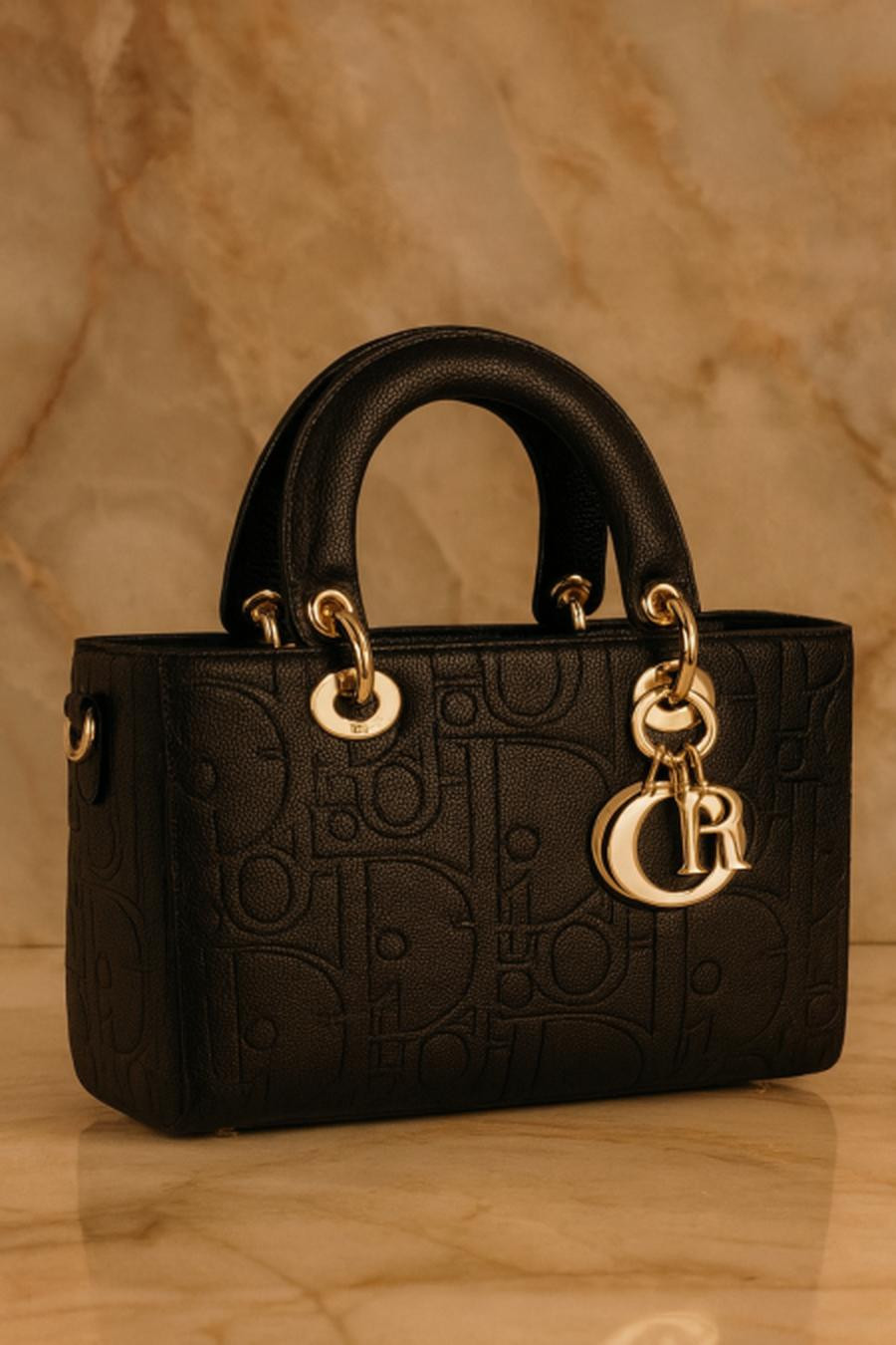 Dior rectangular leather bag with engraved logo