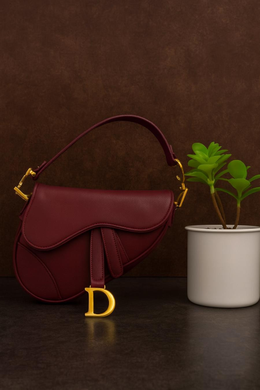 Dior Saddle Mini Burgundy Bag