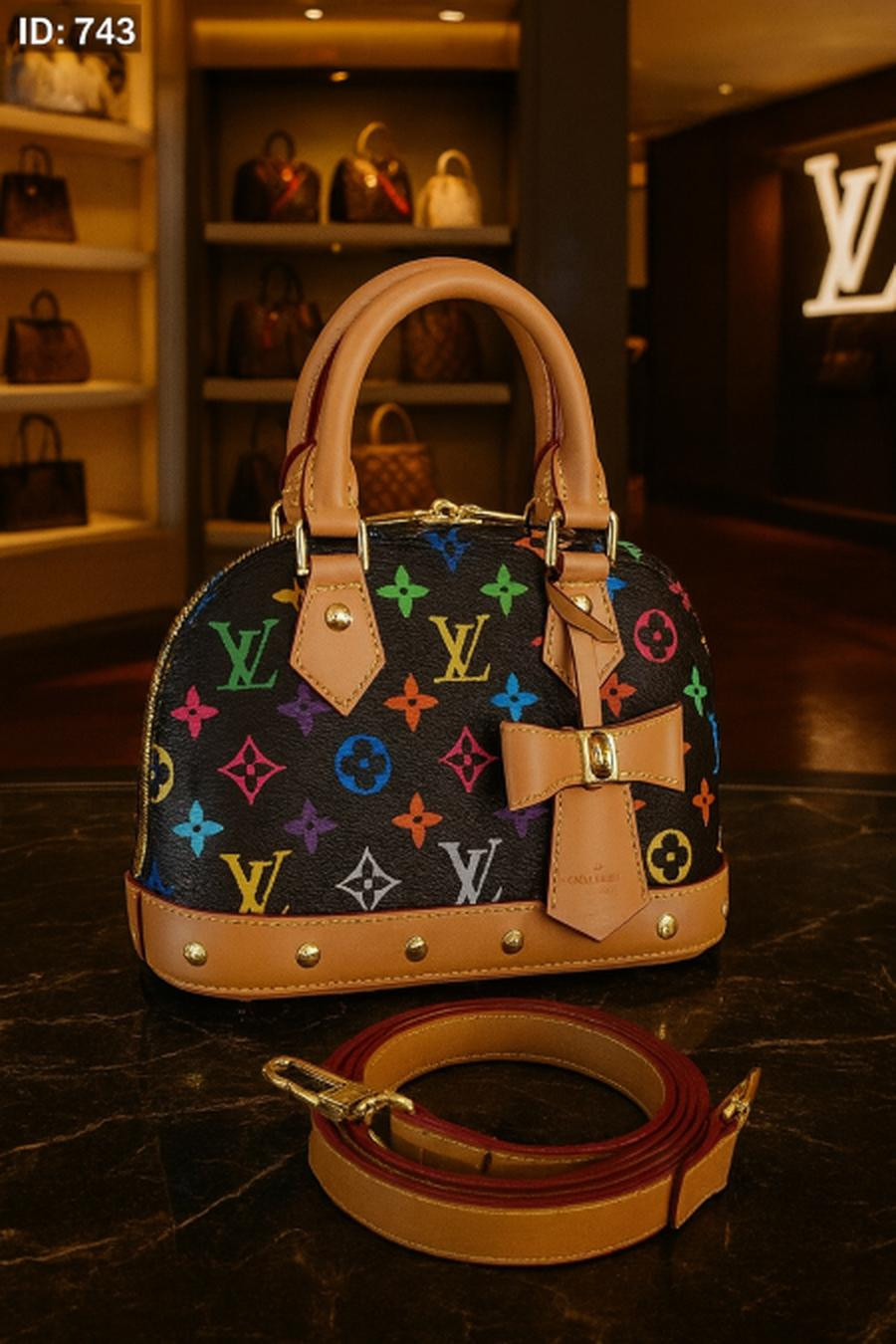 LV multi-colored bag, including box
