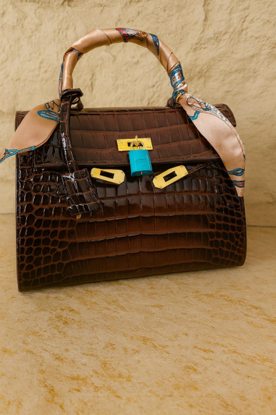 Bag - Hermis crocodile leather base 28 cm