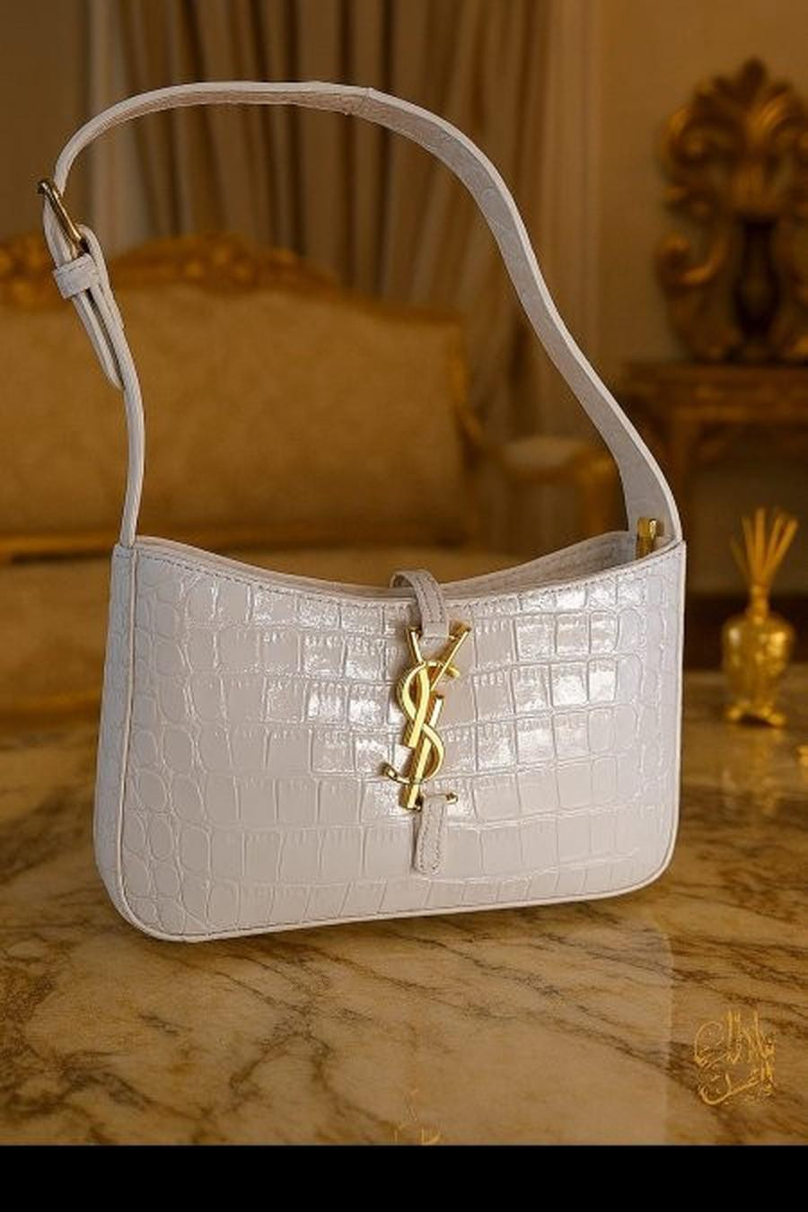 Avocet gold crocodile leather hardware