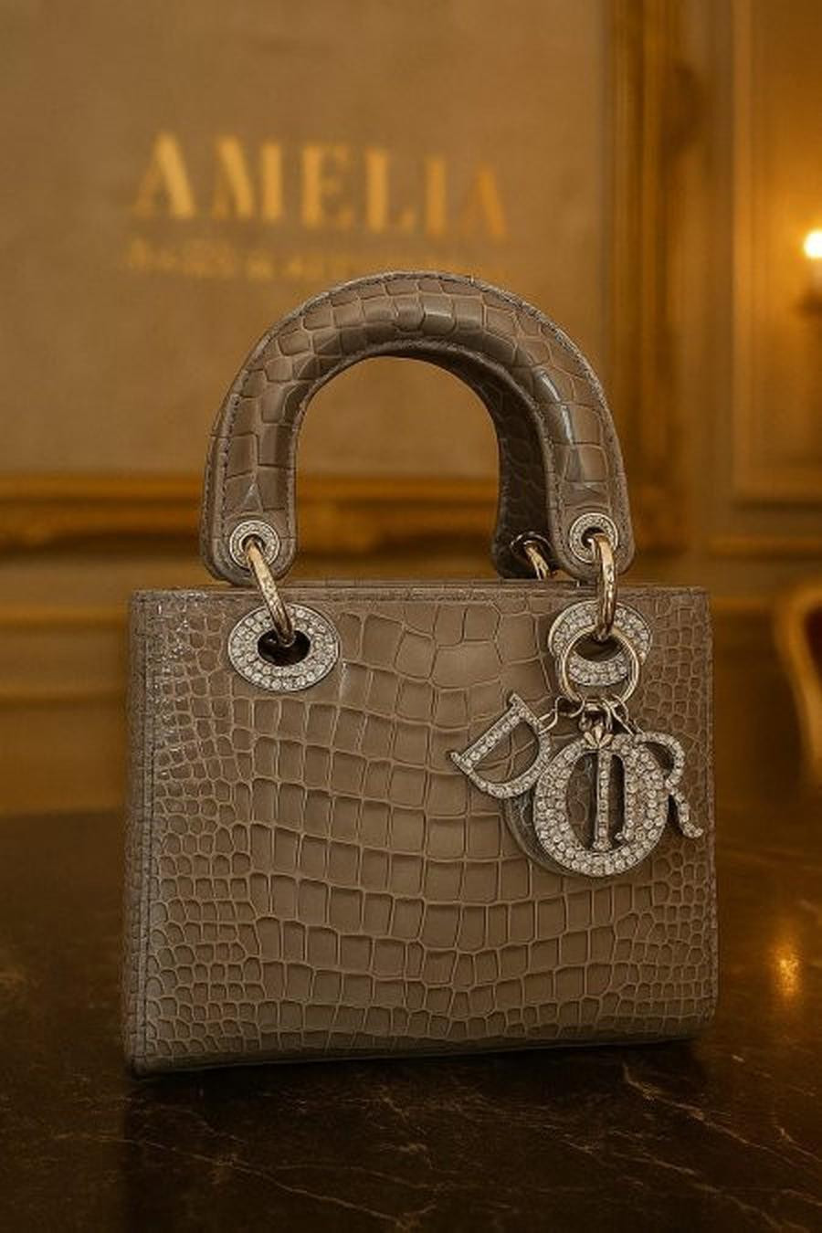 Dark Beige / Crocodile Leather