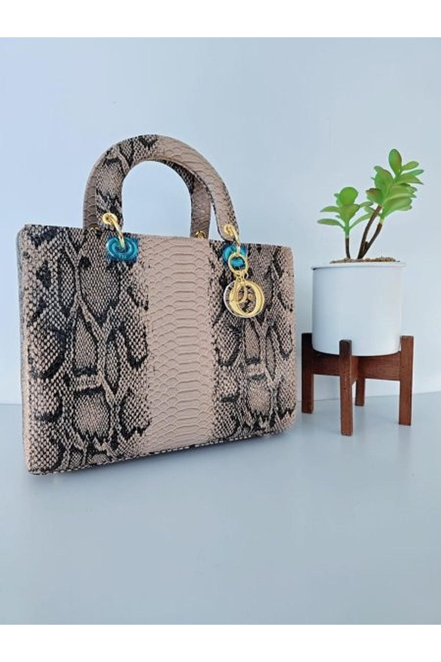 Light beige and black snakeskin