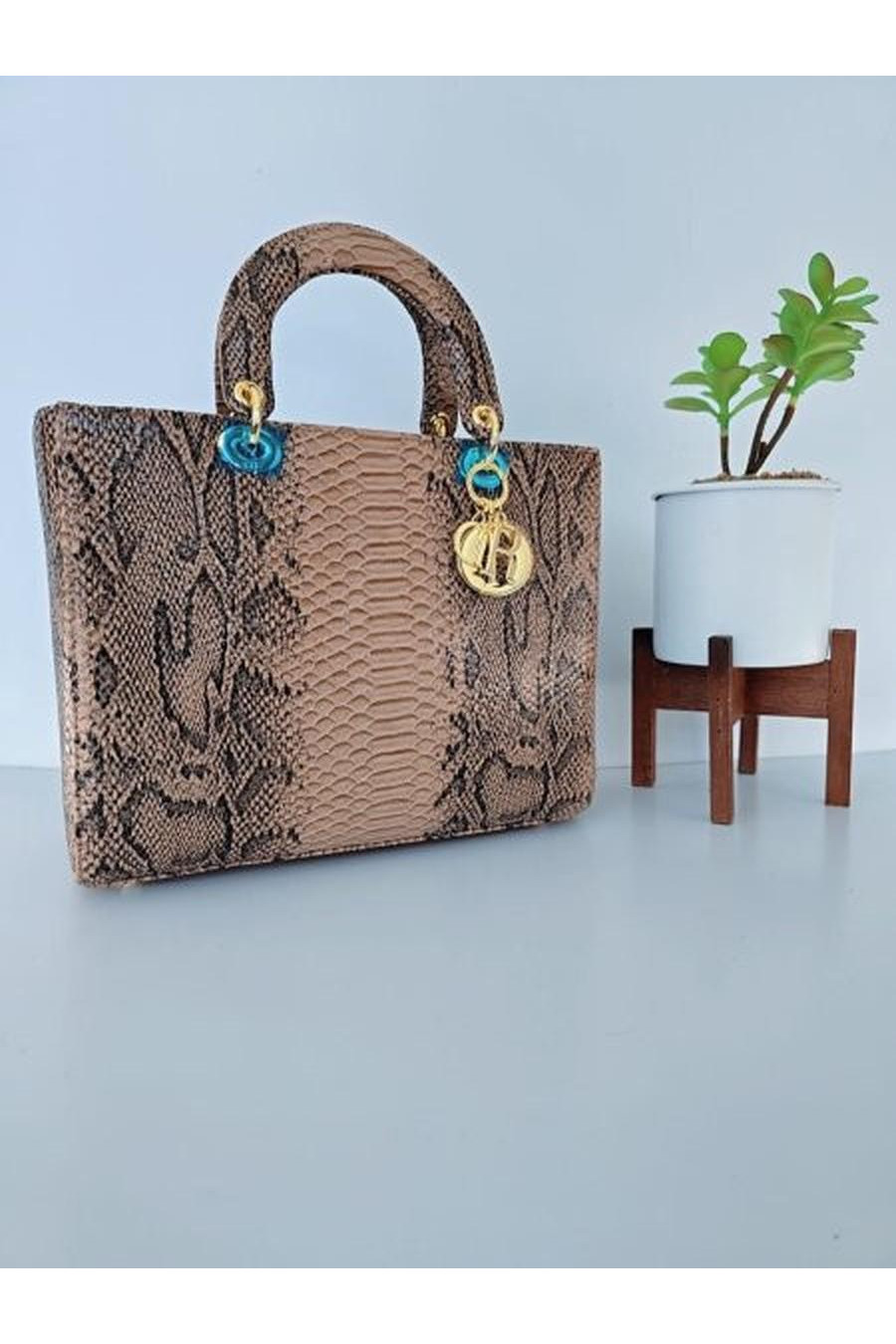 Dark beige and black snake skin